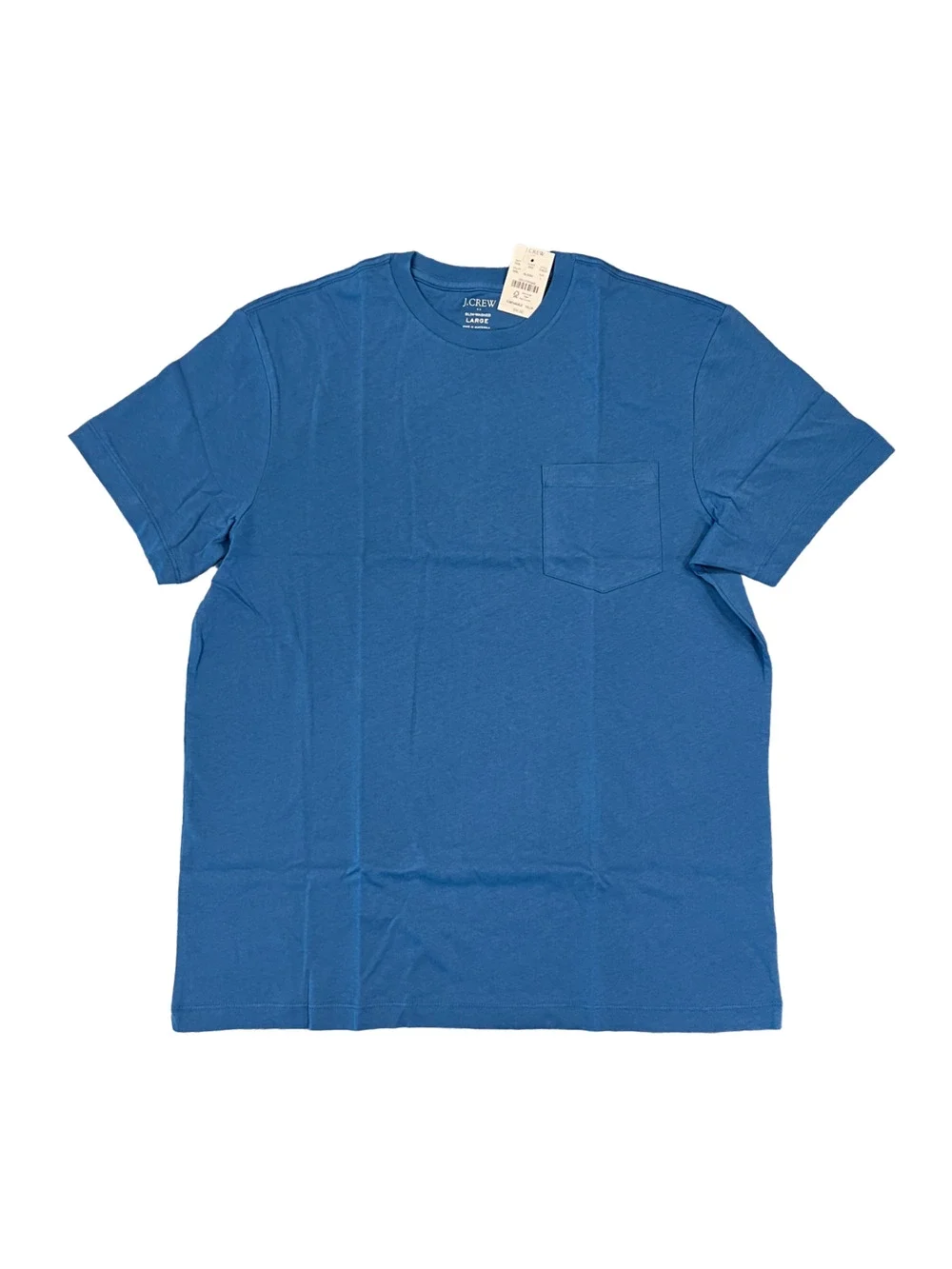 NWT J. Crew Men's Mediterranean Blue Cotton Washed Jersey Pocket Tee